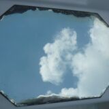 Miroir octogonal à poser, biseauté art déco 42x30