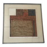 Œuvre de Gérard Dechamps, peinture technique de cousage et craie