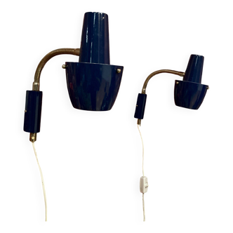 Pair of 1950s Scandinavian design wall lights.