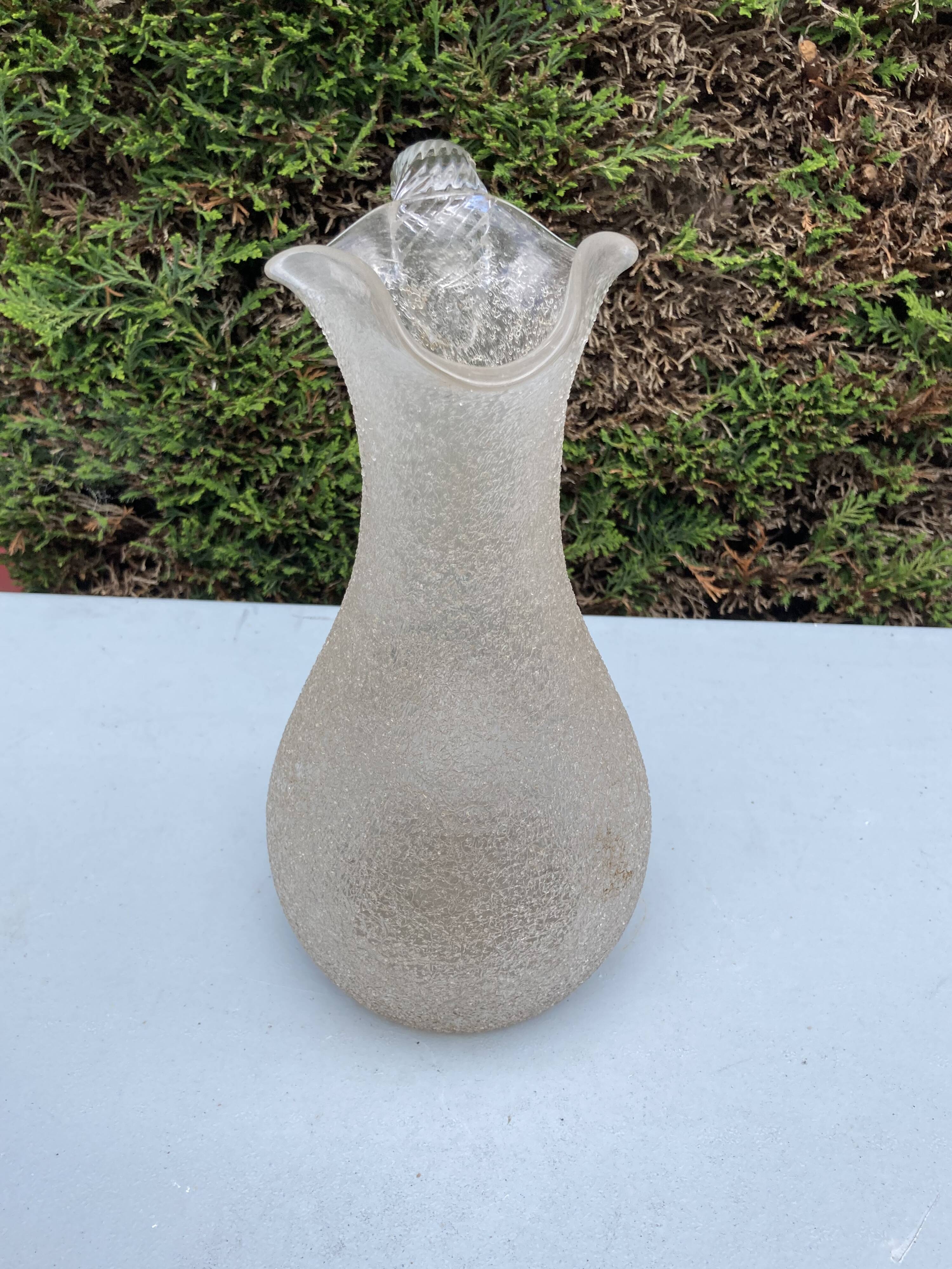 Carafe refresher pitcher baccarat or st louis frosted crystal twisted handle