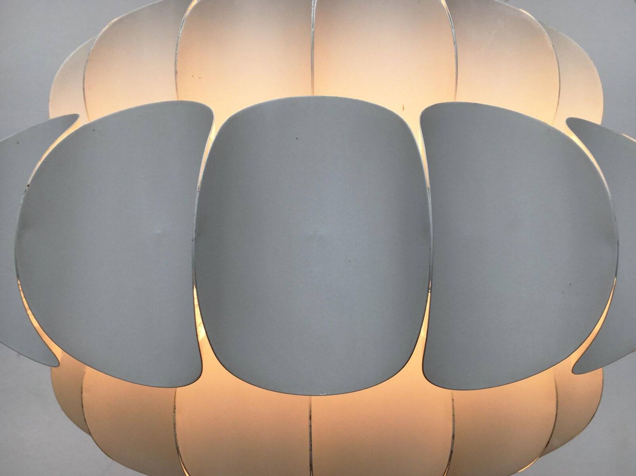 Mid-century white metal Swiss suspension by H. Zender for Temde.
