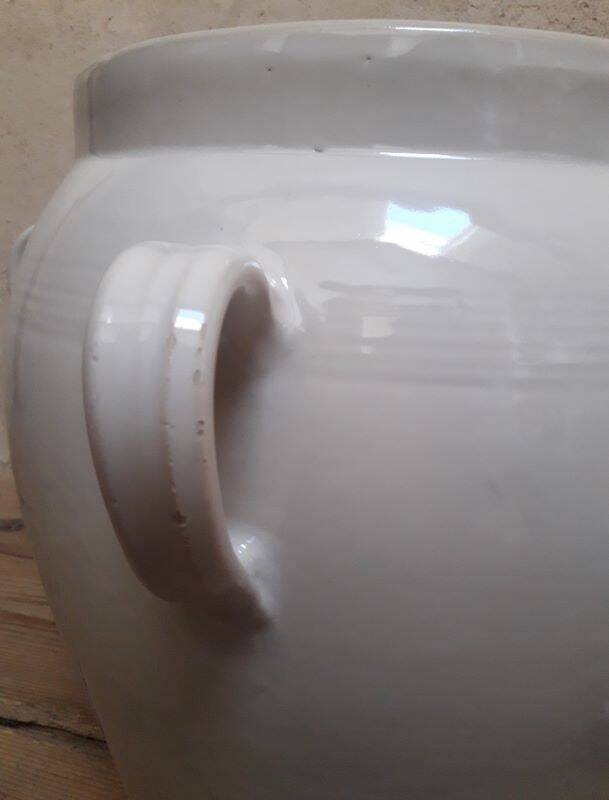 Grease pot salting pot H47cm in enamelled stoneware