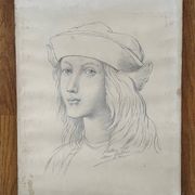 Painting: Drawing - portrait of a woman, late 19th century