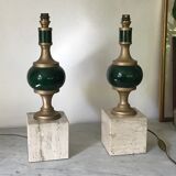 Pair of travertine lamps