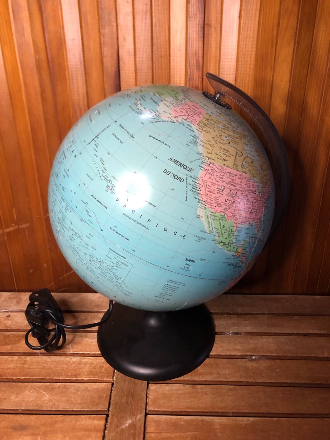 Old world map terrestrial globe sudime météore made in france vintage