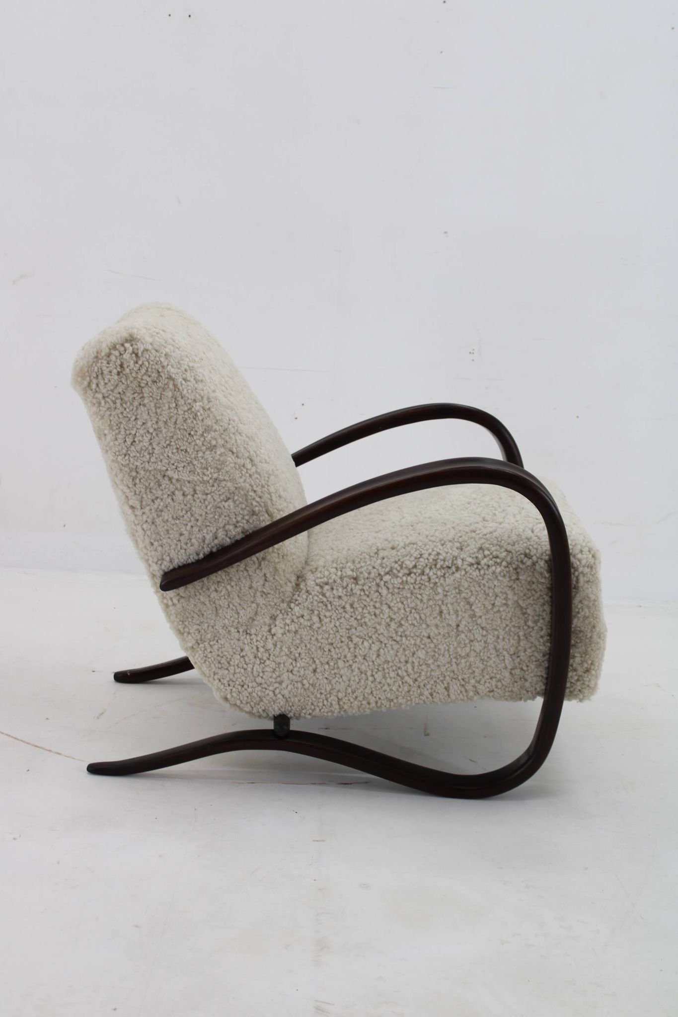 1930s Jindrich Halabala Thonet H-269 Armchair in Sheepskin, Restored