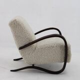 1930s Jindrich Halabala Thonet H-269 Armchair in Sheepskin, Restored