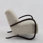 1930s Jindrich Halabala Thonet H-269 Armchair in Sheepskin, Restored