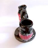 Vintage artisanal two-tone earthenware candle holder Vallauris France