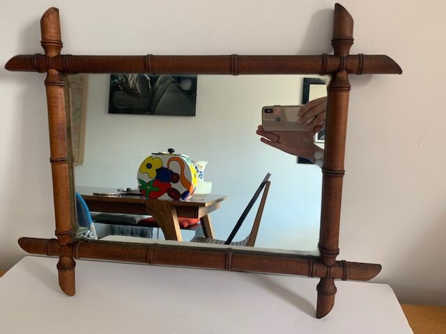 Bamboo barber mirror 43x55cm