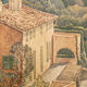 Old painting tableau Vieux Mâs at the Aire Saint-Michel E.Duru 1951