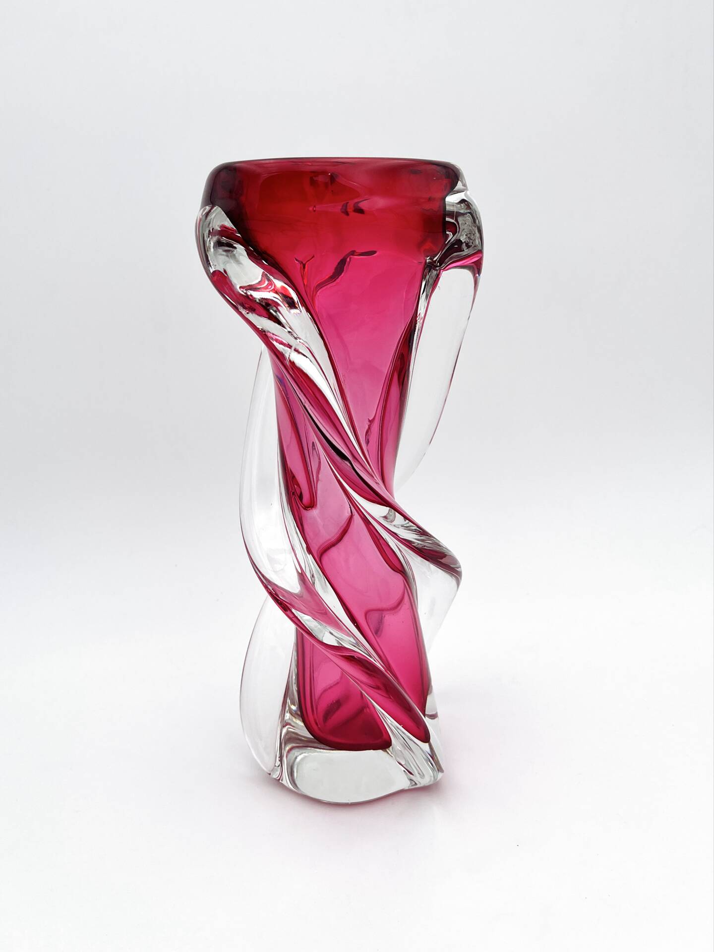 Twisted Murano Vase Sommerso Rose Italian Design 1960s
