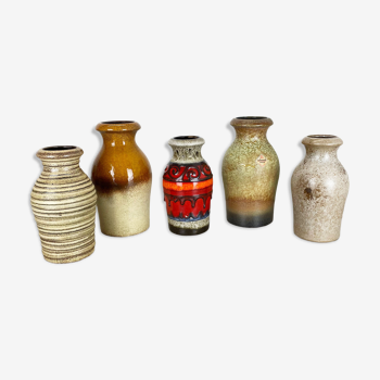 Ensemble de cinq vases en poterie vintage fabriqués par Scheurich, Allemagne, années 1970