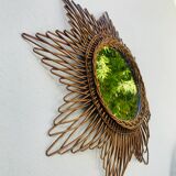 Ancient sun mirror in rattan 63 cm