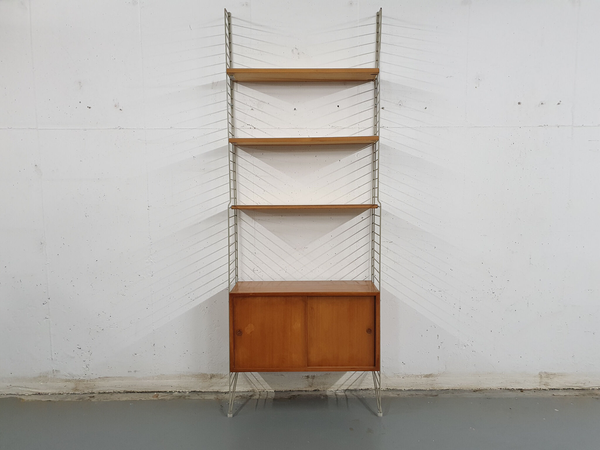Pinewood wall unit by Nils “Nisse” Strinning for String, Sweden 1950's