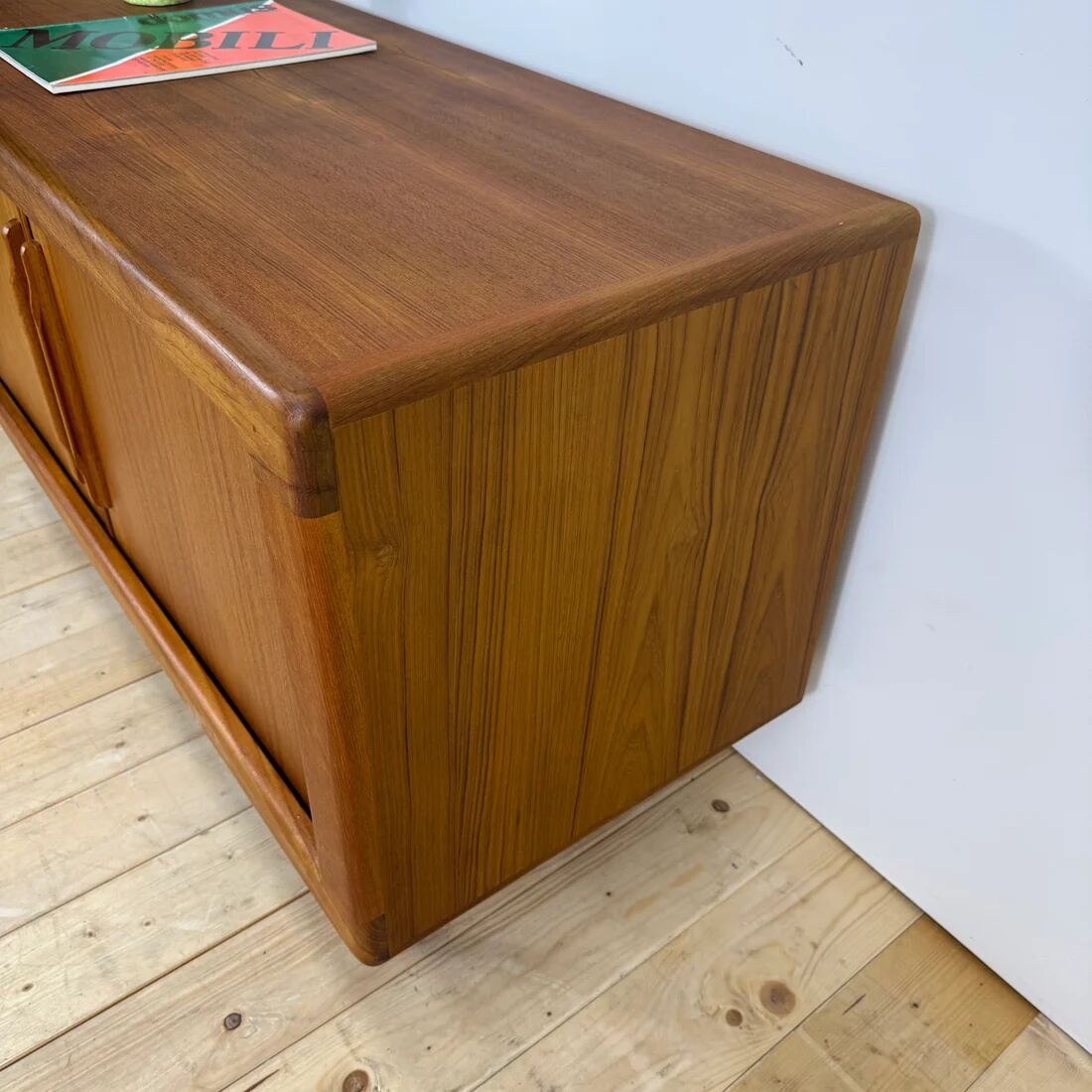 Dyrlund buffet in teak with sliding doors and interior drawers, Denmark 1960.