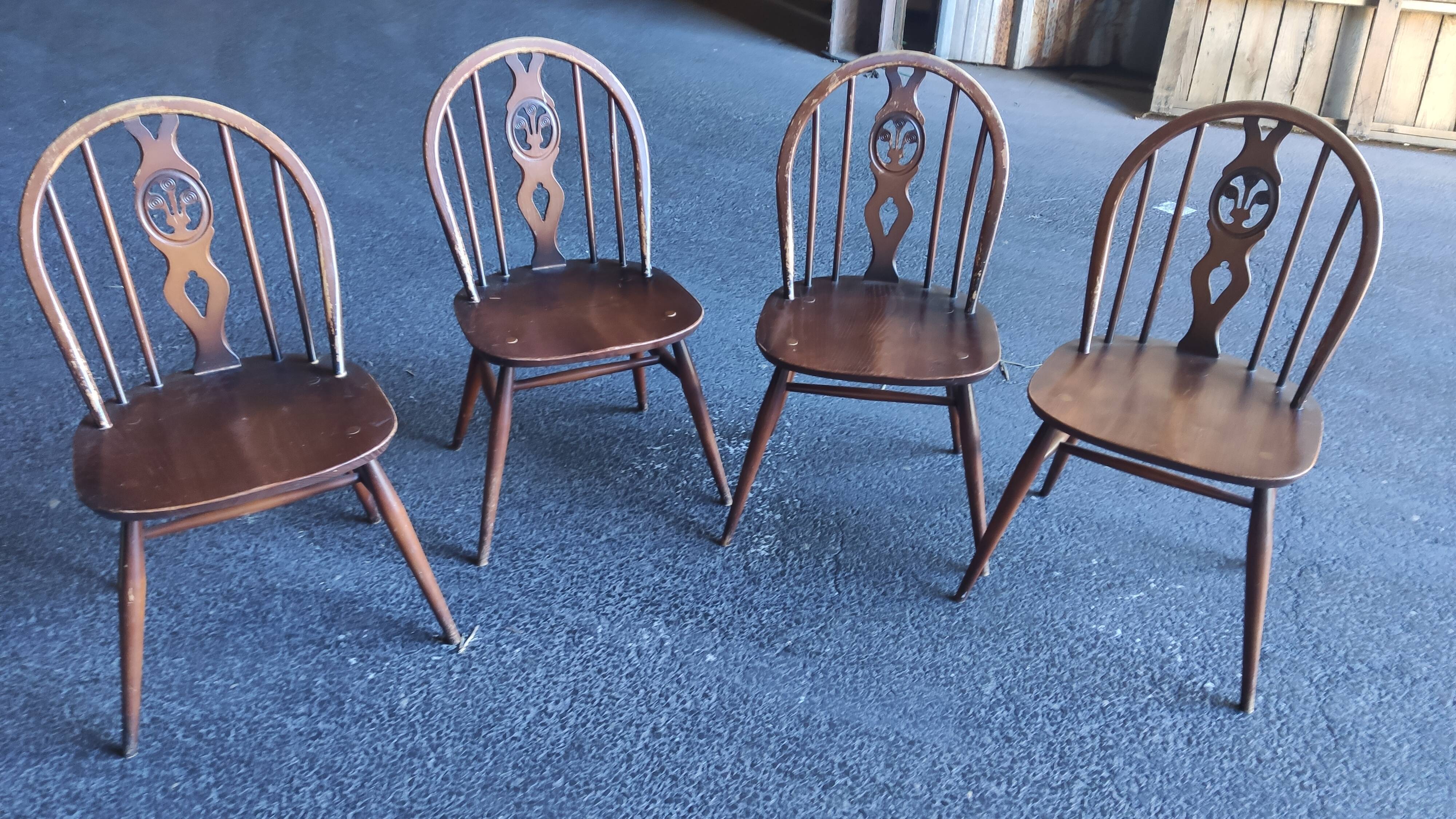 Série de 4 chaises Ercol des années 60