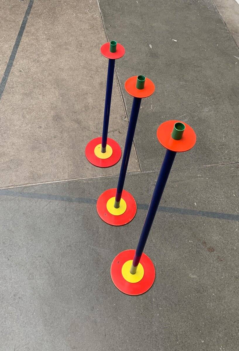 Postmodern German candlesticks by SKS, West Germany, set of 3.