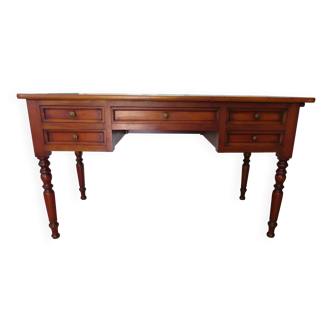 Minister's desk - 5 drawers - large top - cherry wood - Louis Philippe style