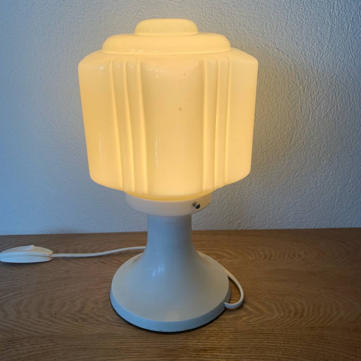 Table Lamp With Globe Thabur Yellow Straw Netherlands 30s-40s