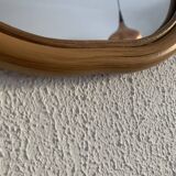 Miroir vintage 1960 pomme rotin osier bambou - 32 x 35 cm