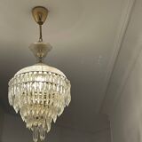 Chandelier with glass and brass tassels