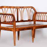Restored Biedermeier Walnut Sofa, New Upholstery, Rattan Strings, Austria, 1820s