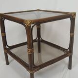 Rattan and glass coffee table