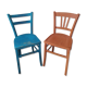 Pair of bistro chairs in patinated wood