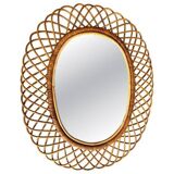 Rattan and Bamboo Mirror attributed to Franco Albini, 1970s