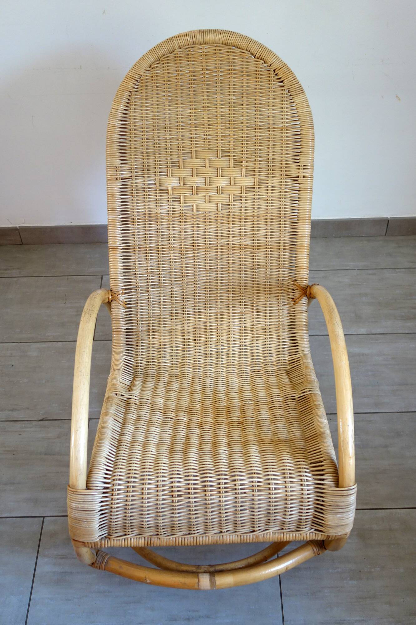 Vintage rattan bamboo rocking chair