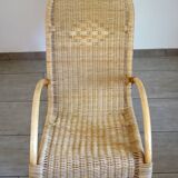 Vintage rattan bamboo rocking chair