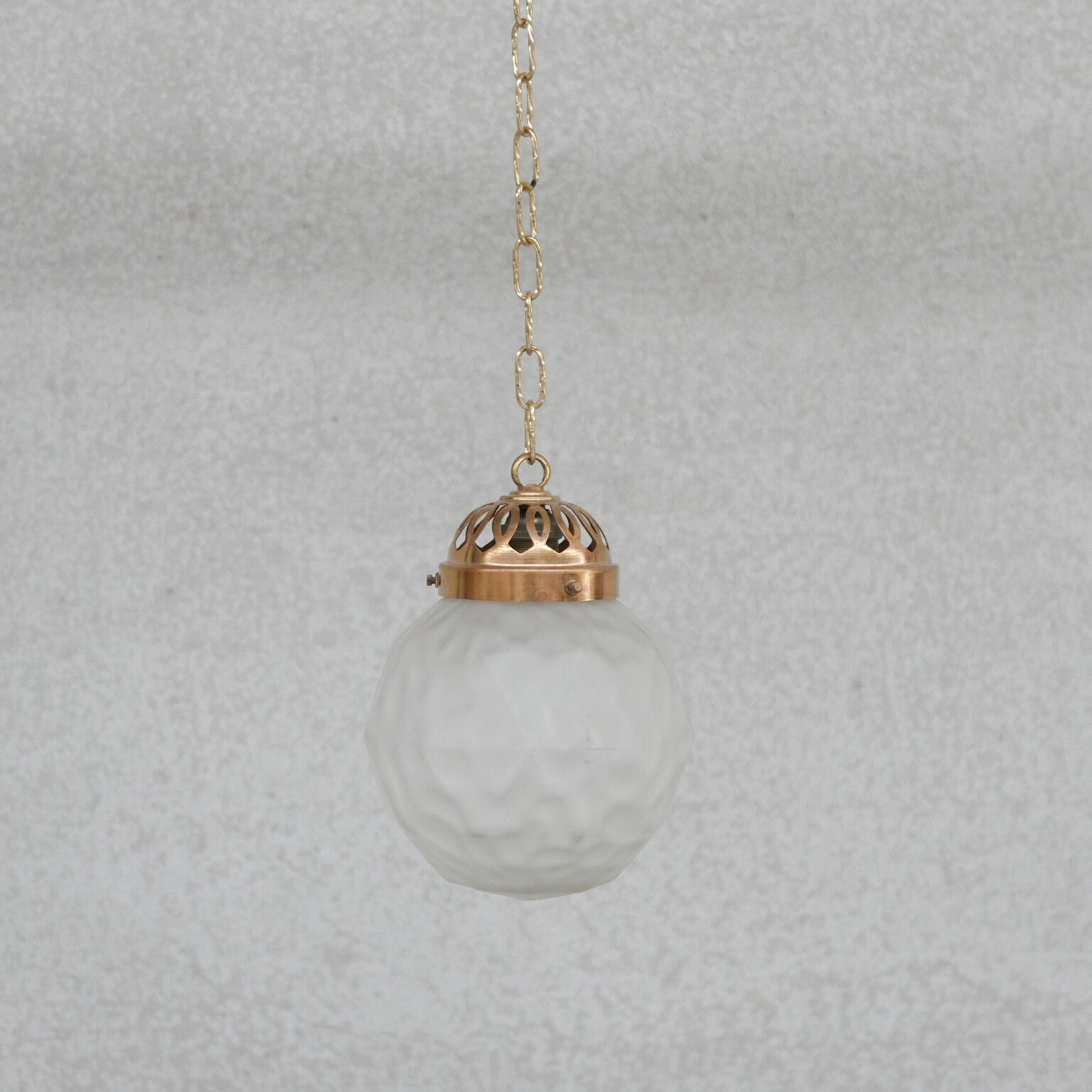 Brass and etched glass french pendant light
