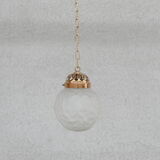 Brass and etched glass french pendant light