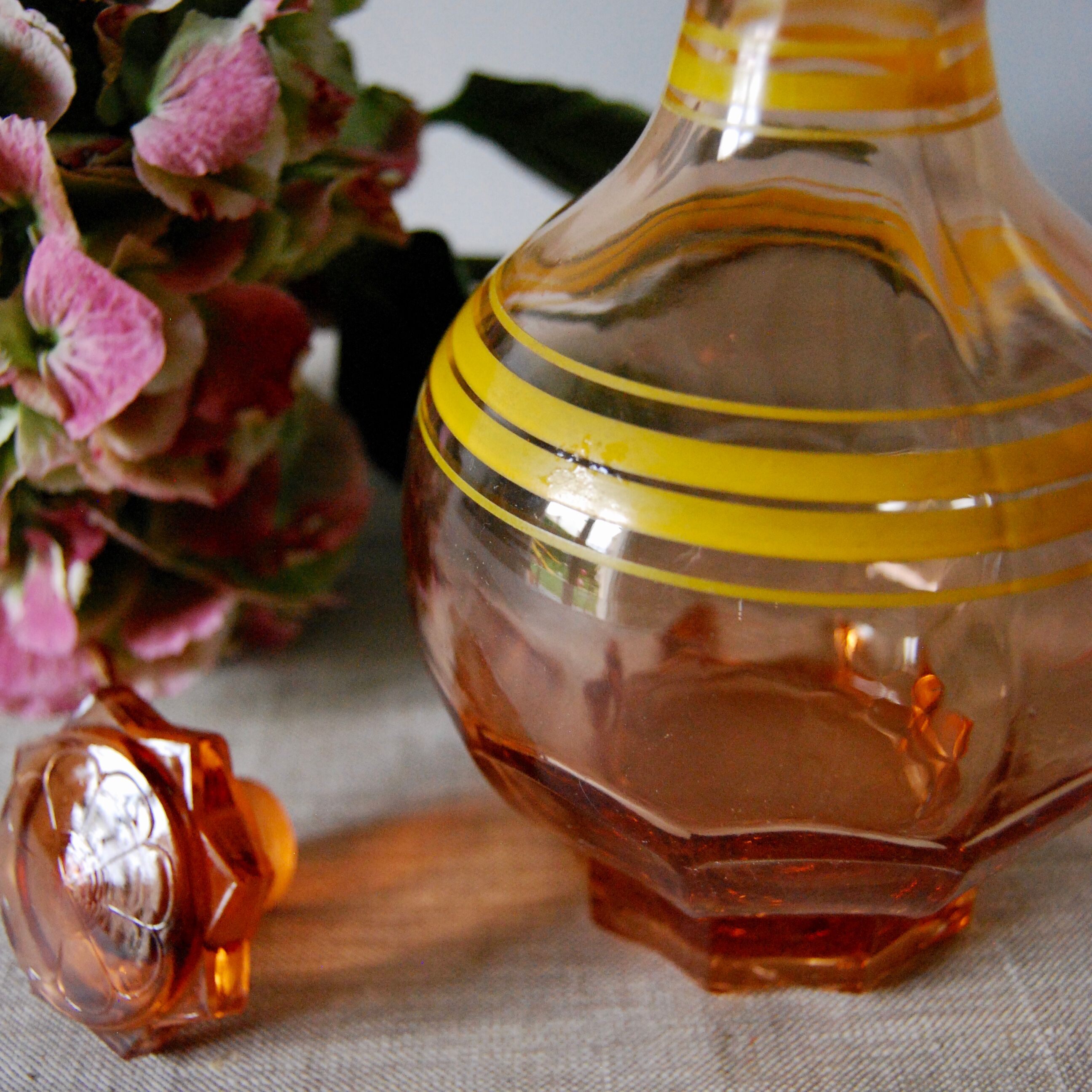Pink vintage liquor decanter