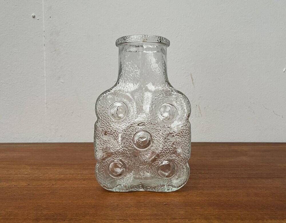 Vintage German glass vase model on the rocks by Lars Hellsten for Walther Glas, 1970s.