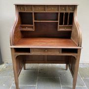 Antique solid wood secretary desk, handcrafted cabinetry.