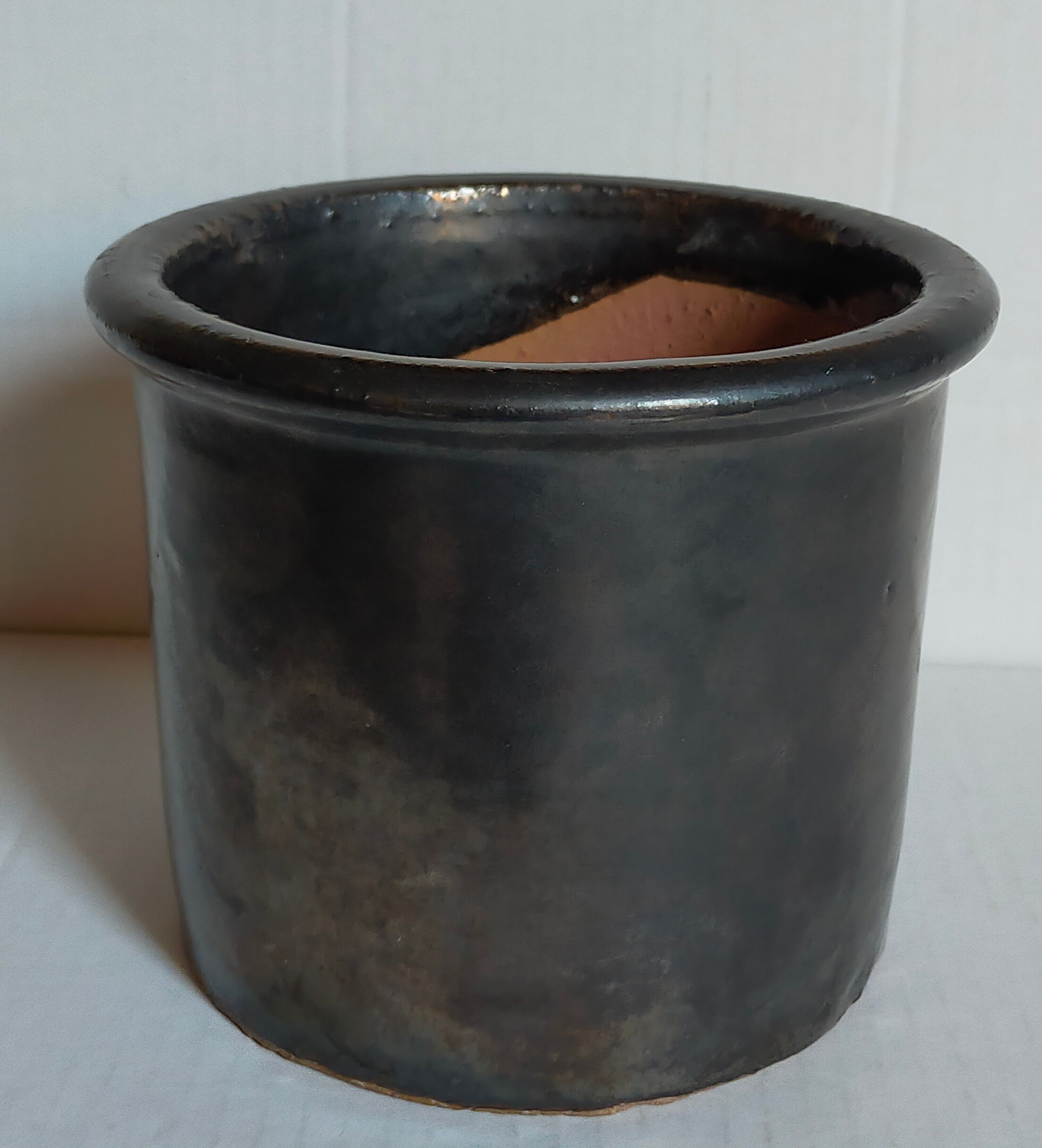 Vintage black glazed earthenware pot