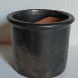 Vintage black glazed earthenware pot