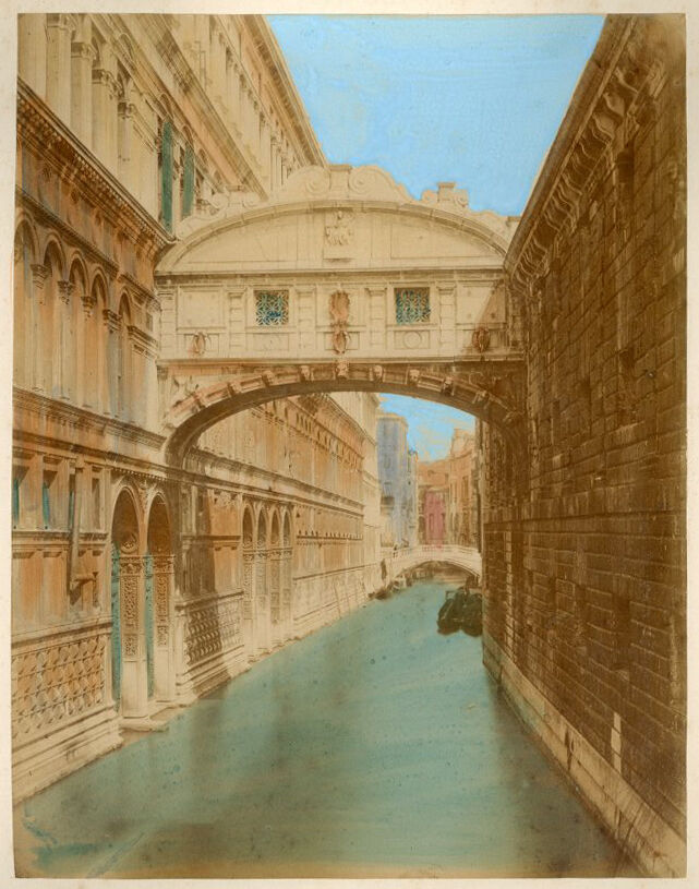 Photo albumen enhanced Ponte dei Sospiri Venice Italy circa 1880