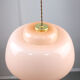 Mid-century Pink Glass & Brass Pendant Lamp