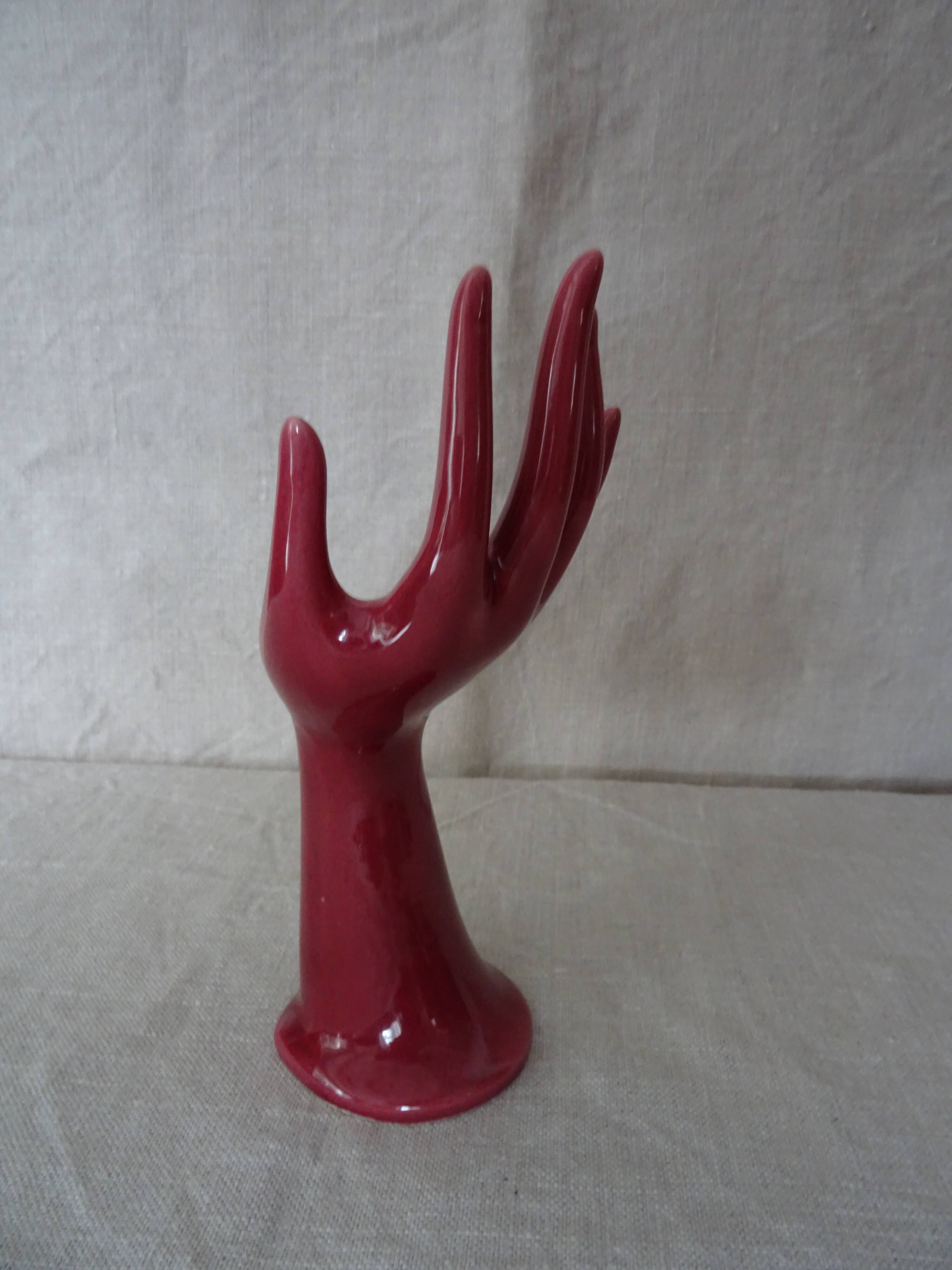 Hand ceramic fig tree color red burgundy