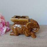 Antique brown ceramic elephant ashtray