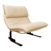 Fauteuil Saporiti Onda en cuir couleur crème