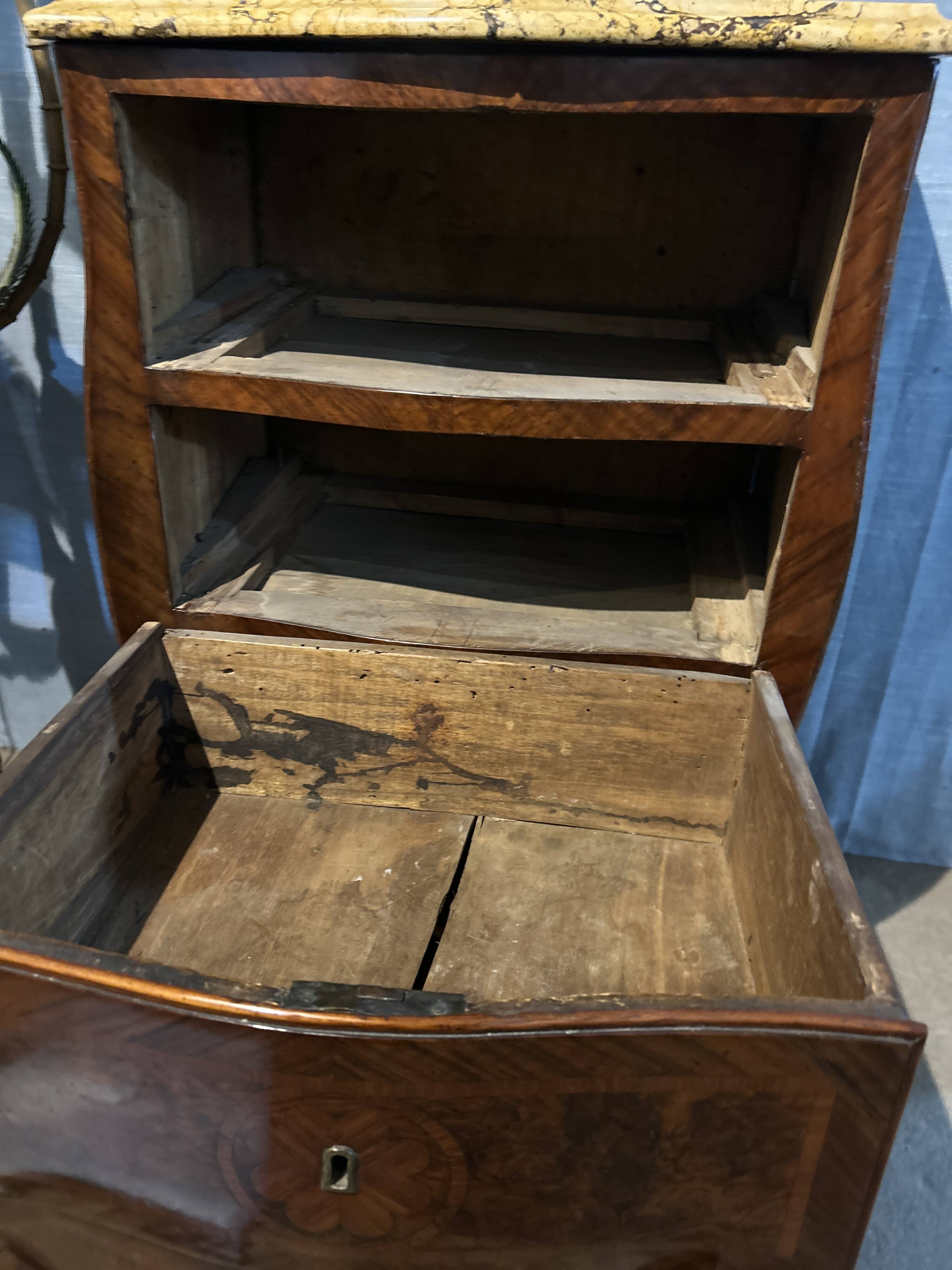 Louis XV marquetry commode, curved.