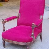Bergère armchair (completely refurbished, including tacks, velvet fabric and seat)