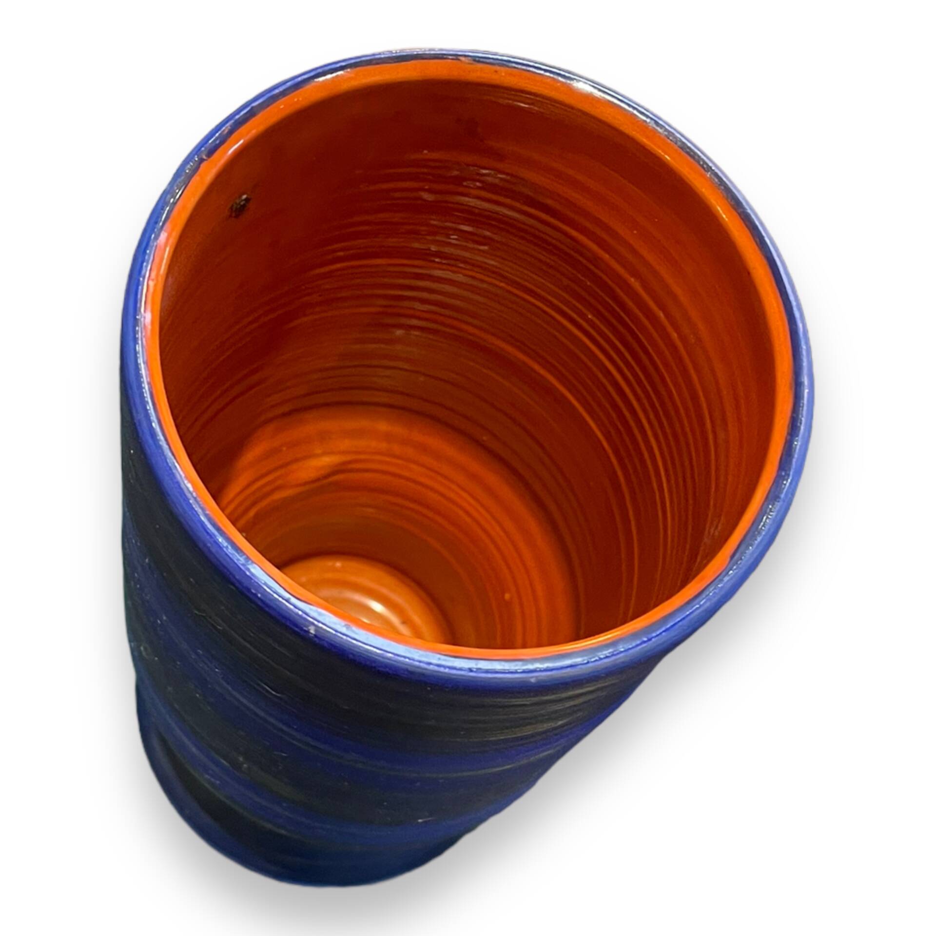 Georges Cueille Blue Vase with Rotating Decor