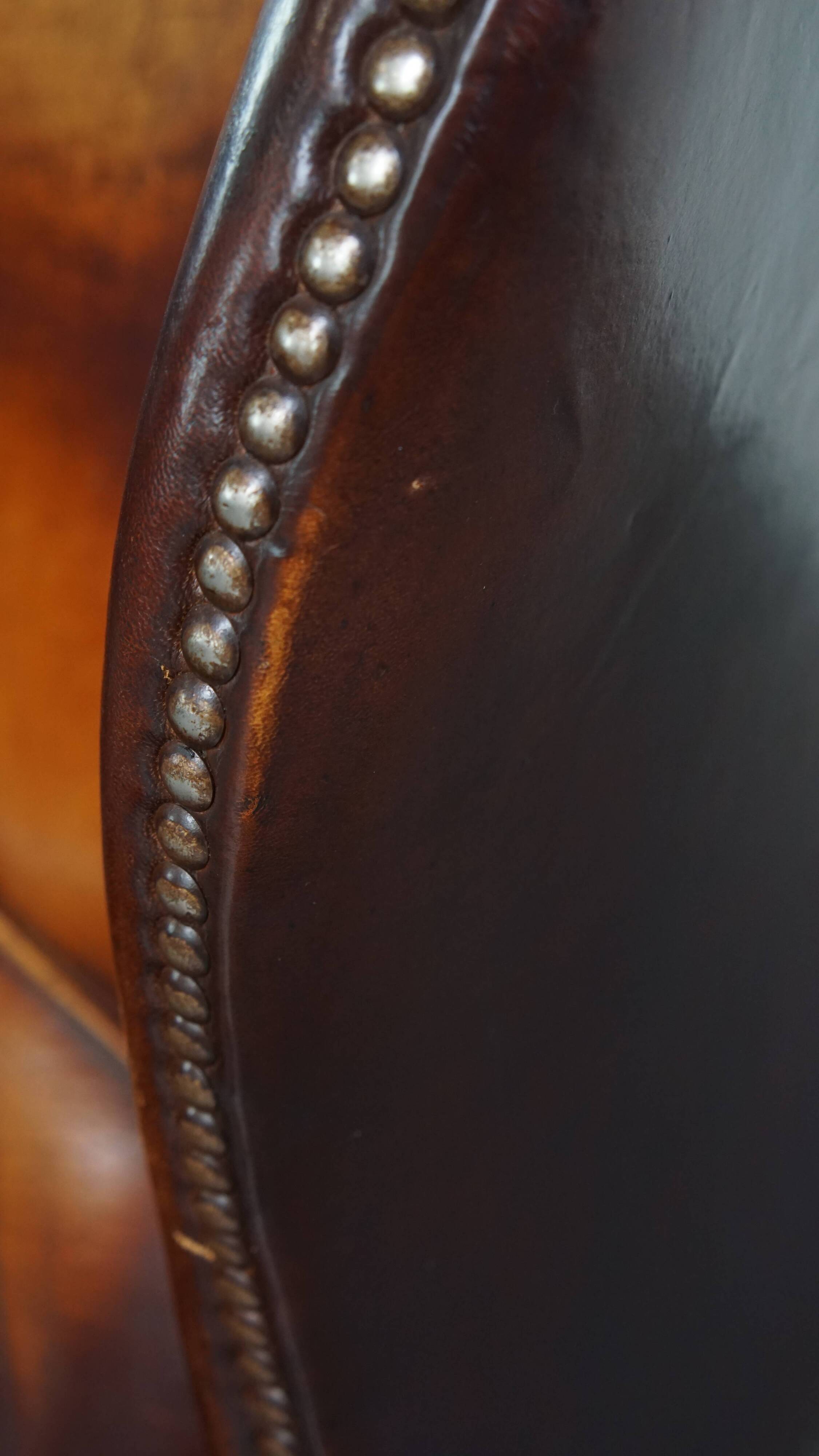 Dark English-Style Sheepskin Wingback Chair