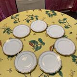 Assiettes à dessert anciennes, 7 pièces, en porcelaine véritable