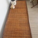 Rattan and solid wood chest of drawers